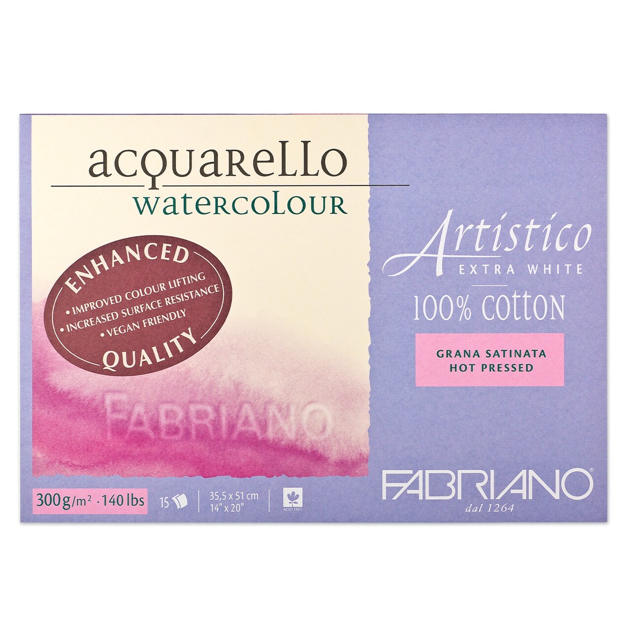 Fabriano Artistico Extra White Watercolor Block, 140 lb./300 gsm